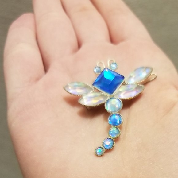 Gorgeous vtg blue dragonfly barrette- could become necklace - Picture 8 of 11